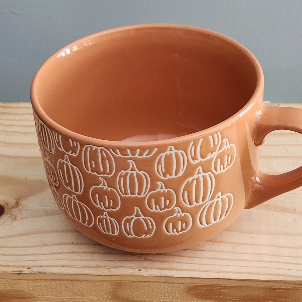 Fall Pumpkin Oversized Ceramic Terracotta Color Mug - Picture 8 of 15